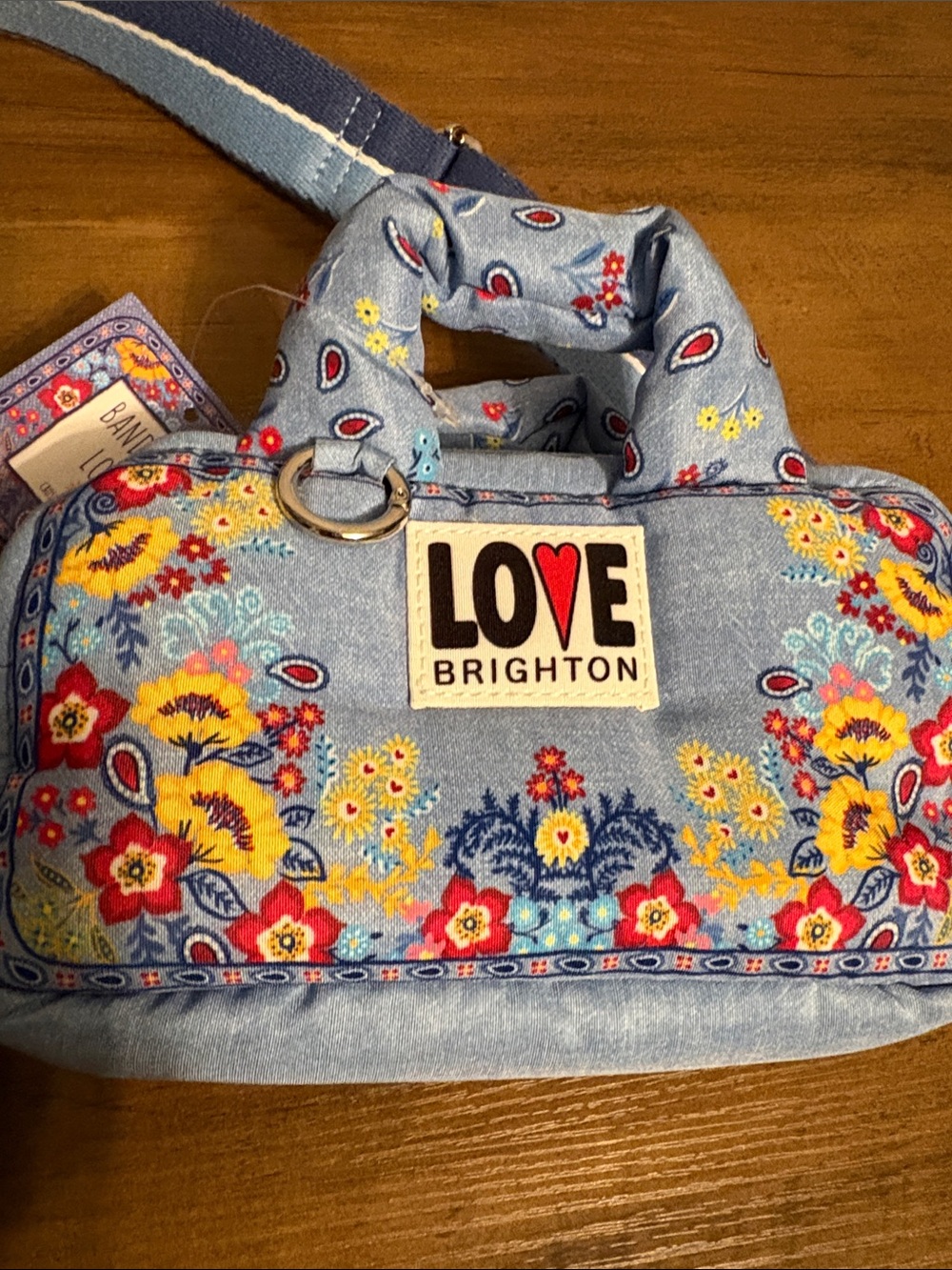 Brighton Light Blue Bandana Love Floral Crossbody Bag - Picture 4 of 10